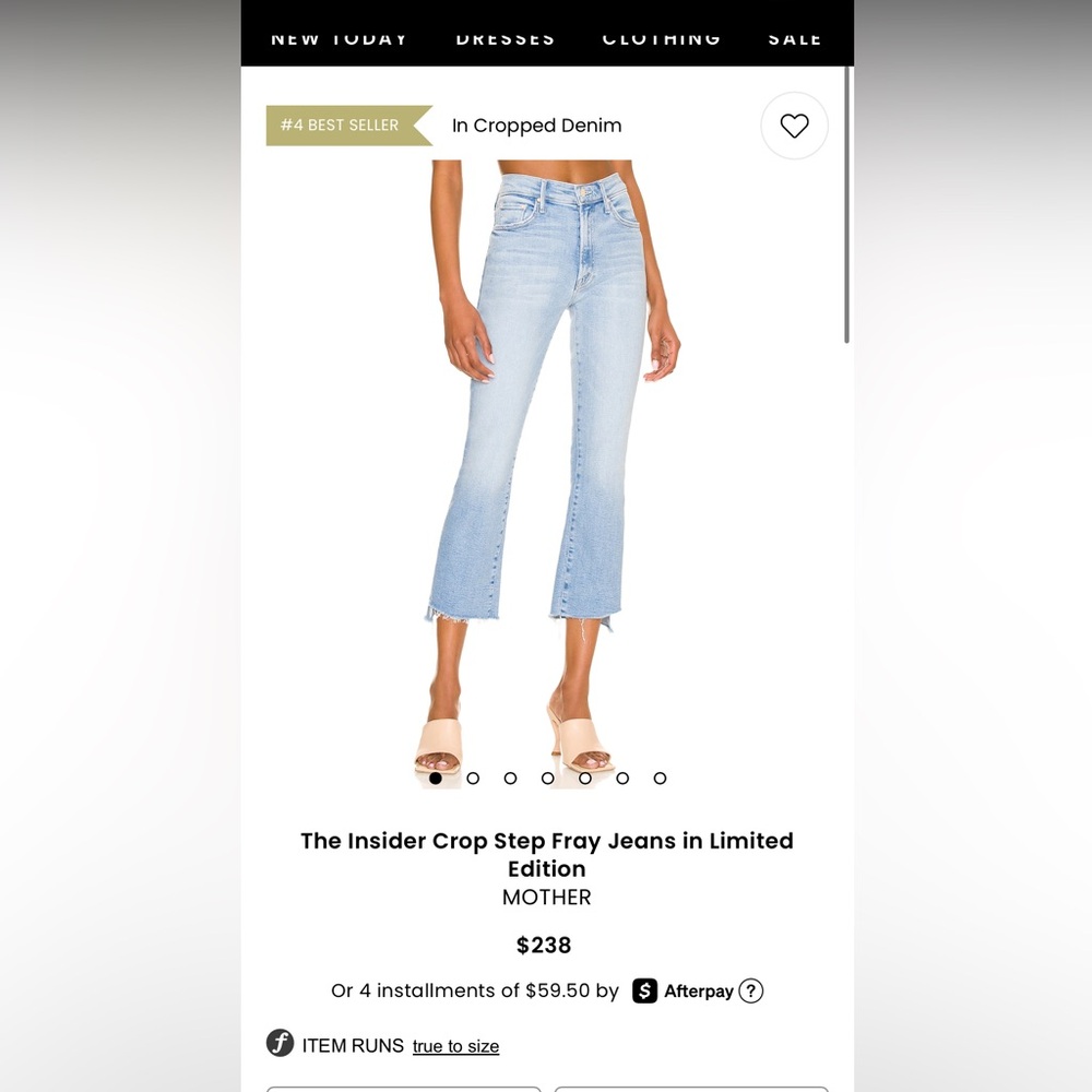 MOTHER Insider Crop Step Fray Jeans - Light Wash- Never Worn- Size27- Revolve